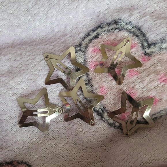 Five Silver Metal Star Hairclips Hair Accessory Hot Topic Cutecore Kawaii Decora - Picture 2 of 3